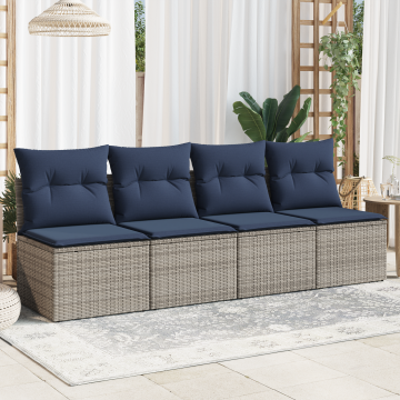vidaXL | Canapea de grădină | cu pernă Gri 220 x 62 x 69cm poliratan