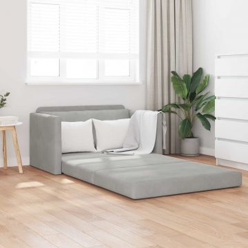 vidaXL Canapea Pliantă cu Pat Gri deschis 124 x 71 x 78 cm Catifea