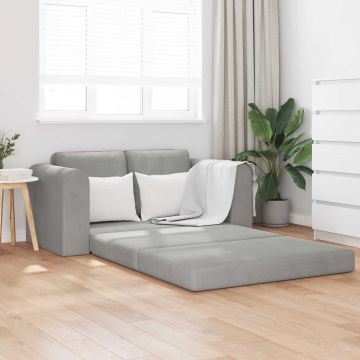 vidaXL Canapea Pliantă cu Pat Gri deschis 148 x 71 x 83 cm Catifea