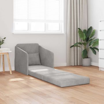 vidaXL Canapea Pliantă cu Pat Gri deschis 65 x 80 x 83 cm Catifea