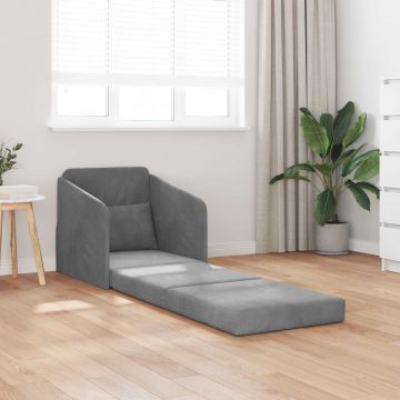 vidaXL Canapea Pliantă cu Pat Gri închis 65 x 80 x 83 cm Catifea