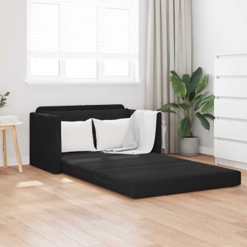 vidaXL Canapea Pliantă cu Pat Negru 124 x 71 x 78 cm Catifea