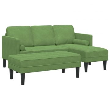 vidaXL Set de canapea cu pernă 2 pcs Verde deschis Poliester