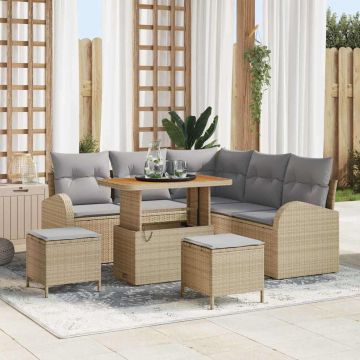 vidaXL Set de canapele pentru grădină 8 pcs Beige și gri deschis