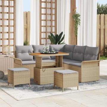 vidaXL Set de canapele pentru grădină 8 pcs Beige și gri deschis