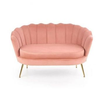 Canapea Amorinito XL, Fixă, Catifea și Metal, 131x77x77 cm, Roz