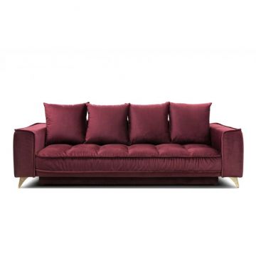 Canapea Belavio fixă 3 locuri, cu șezut matlasat și picioare metalice, 236x106x92 cm, culoare la alegere