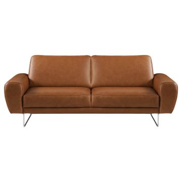 Canapea Cu 2 Locuri, piele, culoare crom, coniac