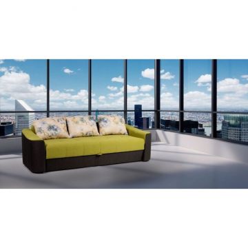 Canapea extensibilă Adena, mecanism facil de extindere cu balama pafta, ladă integrată și burete de înaltă densitate, structură din fag masiv, 235x192 cm, culoare personalizabilă