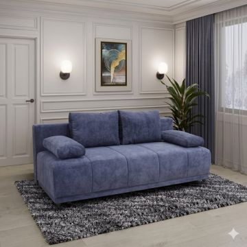 Canapea extensibilă Agri, spațiu depozitare și suprafață de dormit 198x148 cm, spumă poliuretanică și arcuri, stofă rezistentă, 202x98x86 cm, personalizabil