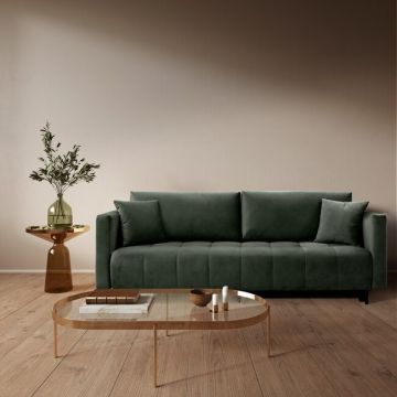 Canapea Extensibilă Aldo Cu Ladă Depozitare, Stofă Premium, 227x102x87 cm, Gri