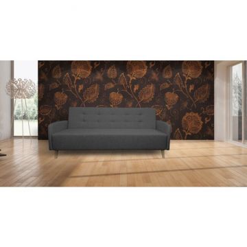 Canapea extensibilă Alesia, design compact și funcțional, spătar reglabil și burete de înaltă densitate, structură din fag masiv, 206 cm, culoare personalizabilă