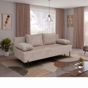 Canapea extensibilă Alisa, ladă depozitare, spațiu dormit 195x137 cm, structură lemn + spumă poliuretanică + arcuri sinusoidale, tapițată cu stofă, 195x88x87 cm, personalizabil