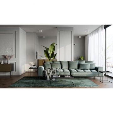 Canapea extensibilă Belavio 3 locuri, șezut matlasat, picioare metalice cu finisaj cupru, 3 locuri, culoare personalizată