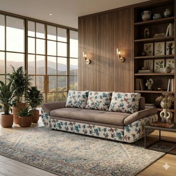 Canapea extensibilă Elixir, culoare personalizabila - 249x186 cm, design modern cu perne incluse și spătar reglabil, suprafață generoasă de dormit, structură din fag masiv
