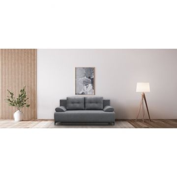 Canapea Extensibilă Fiore Cu Spațiu Depozitare, Textură Bouclé, 201x101x95 cm, Gri Deschis