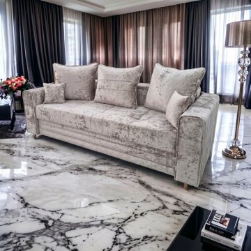 Canapea extensibilă Irina, gri - 234x100 cm, saltea micro-pocket, stofă premium