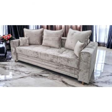 Canapea extensibilă Irina, saltea micro-pocket, stofă premium, 234x100 cm, Gri