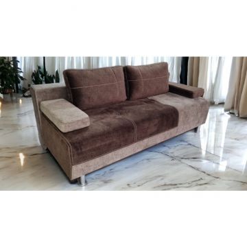 Canapea extensibilă Kim, ladă depozitare, stofă de calitate, 200x95 cm, Gri