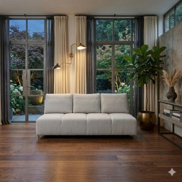 Canapea extensibilă Luna fără brațe, culoare personalizabila - 200x160 cm, structură rezistentă, ladă depozitare