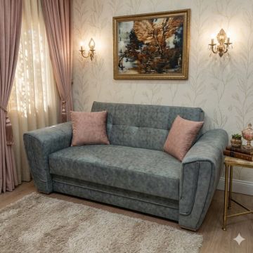 Canapea extensibilă Miruna 2 locuri, gri - 180x110 cm, confort ridicat, stofă rezistentă