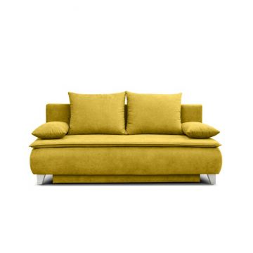 Canapea extensibilă Mona, design modern curbat, tapițerie boucle, 208x108x100 cm, crem