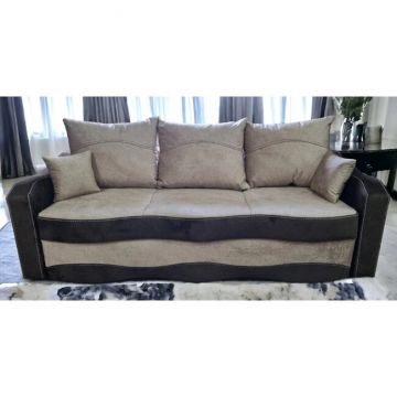 Canapea extensibilă Mona, structură lemn masiv, stofă premium, 220x100 cm, Gri