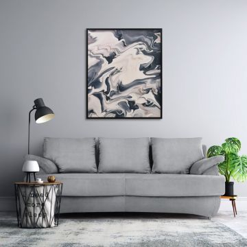 Canapea extensibilă Odessa, ladă depozitare, structură lemn masiv + PAL, saltea relaxa, 205x105 cm, personalizabil