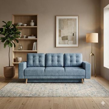 Canapea extensibilă Pharma, culoare personalizabila - 228x190 cm, funcție de dormit cu suprafață generoasă, burete de densitate mare și structură din fag masiv