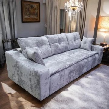 Canapea extensibilă Roma, ladă depozitare, stofă rezistentă, 242x116 cm, Gri