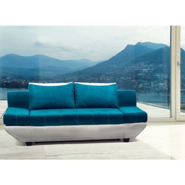 Canapea extensibilă Ruiz, brate reglabile și perne detașabile, ladă de depozitare și funcție de dormit, structură rezistentă, 200x135 cm, culoare personalizabilă