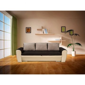 Canapea extensibilă Salsa, cusături decorative și ladă de depozitare, confort sporit și structură din fag masiv, 242x192 cm, culoare personalizabilă