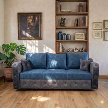 Canapea extensibilă Yasmina, gri - 228x100 cm, structură rezistentă, stofă de calitate