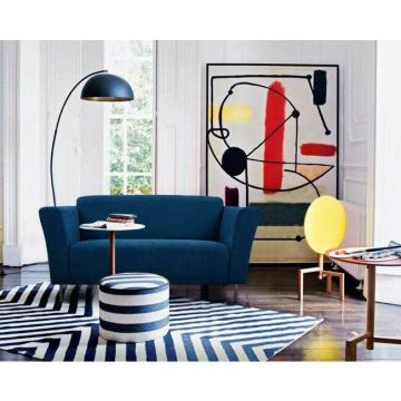 Canapea fixă 2 locuri Macon, lemn masiv fag + spumă poliuretanică, stofă premium, gri