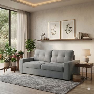 Canapea fixă Armina 3 locuri - 203x89 cm, design modern, tapițată cu stofă rezistentă