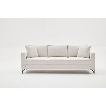 Canapea fixa BERLIN, 3 locuri, crem + negru, 220x91x83 cm