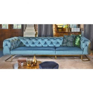 Canapea fixă New Chester, cu perne HR, structură lemn masiv, 310x110 cm, culoare la alegere