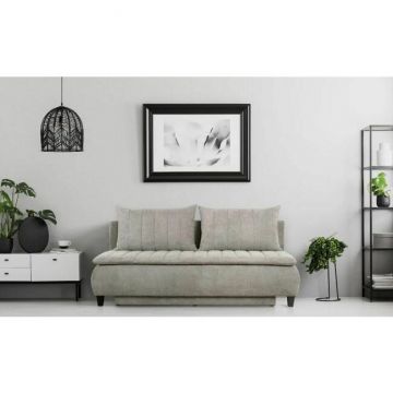 Canapea Harry extensibilă, design curbat și tapițerie texturată, arcuri independente și ladă, 208x96x102 cm, culoare personalizabilă