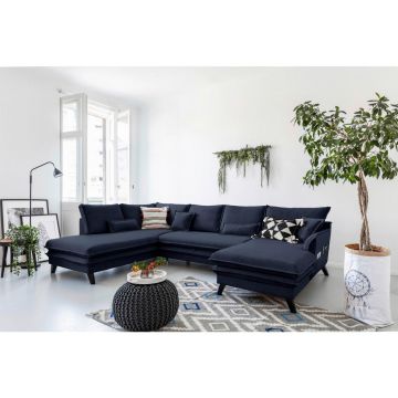 Canapea Modulară, textil, albastru închis