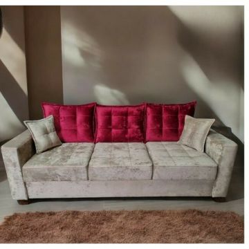 Canapea Oslo extensibilă, cu saltea din spumă poliuretanică și perne decorative, 240x100 cm