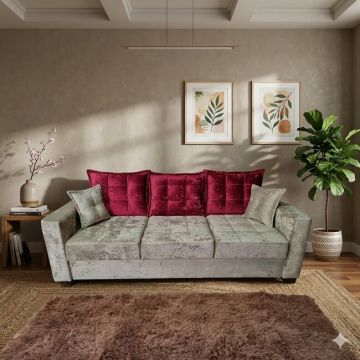 Canapea Oslo extensibilă, culoare personalizabila - 240x100 cm, cu saltea din spumă poliuretanică și perne decorative