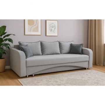 Canapea Royal, 3 locuri, extensibilă cu ladă de depozitare, structură lemn de fag + PAL, arcuri bonell, tapițerie catifea baby face 235x105x80 cm, Culoare personalizabilă