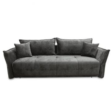 Canapea Vibe, extensibilă cu spațiu de dormit 195x146 cm, structură lemn masiv și PAL, spumă HR și arcuri, stofă kronos 22, 235x104x88 cm, gri