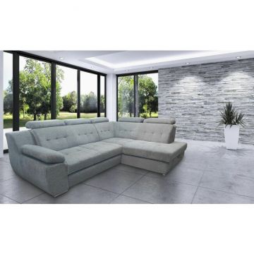 Colțar Abriamo extensibil, tetiere reglabile, ladă depozitare, cadru fag, 277x199 cm, culoare personalizată