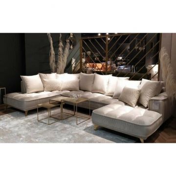 Colțar Belavio fix Set 10, design elegant, tapițerie moale, picioare metalice, 374x210(175)x92 cm, culoare personalizată