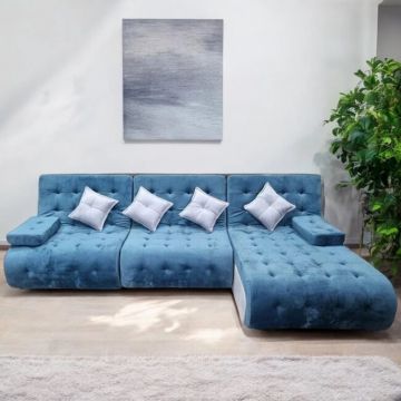 Colțar Cairo extensibil, ladă depozitare, tapițerie stofă premium, suprafață dormit mare, 300x190 cm, gri