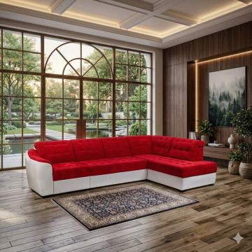 Colțar extensibil Antonio Mare, culoare personalizabila - 325x193 cm, cu tetiere reglabile și ladă depozitare