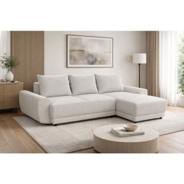 Colțar extensibil Atomis, spătar reglabil și sertar depozitare, cadru lemn și metal, 254x150 cm, diverse culori