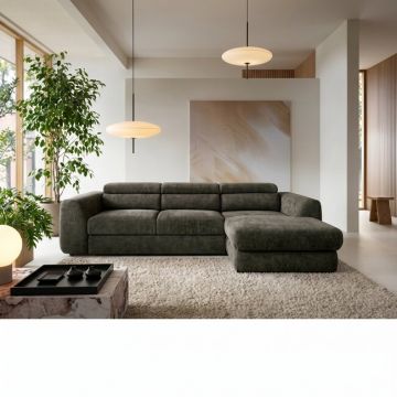 Colțar extensibil Bluvel l, ladă de depozitare generoasă, spațiu de dormit, stofă catifelată premium, dimensiuni 292 x 186 cm