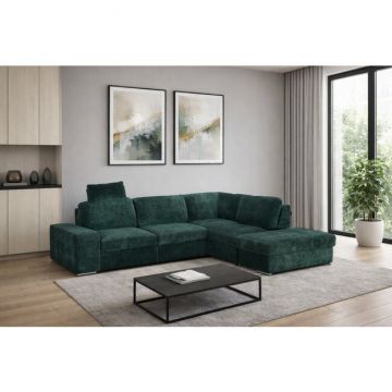 Colțar extensibil Brazilia,culoare personalizabila - 286x242 cm, tetiere rabatabile și brațe reglabile, cadru lemn și poliuretan